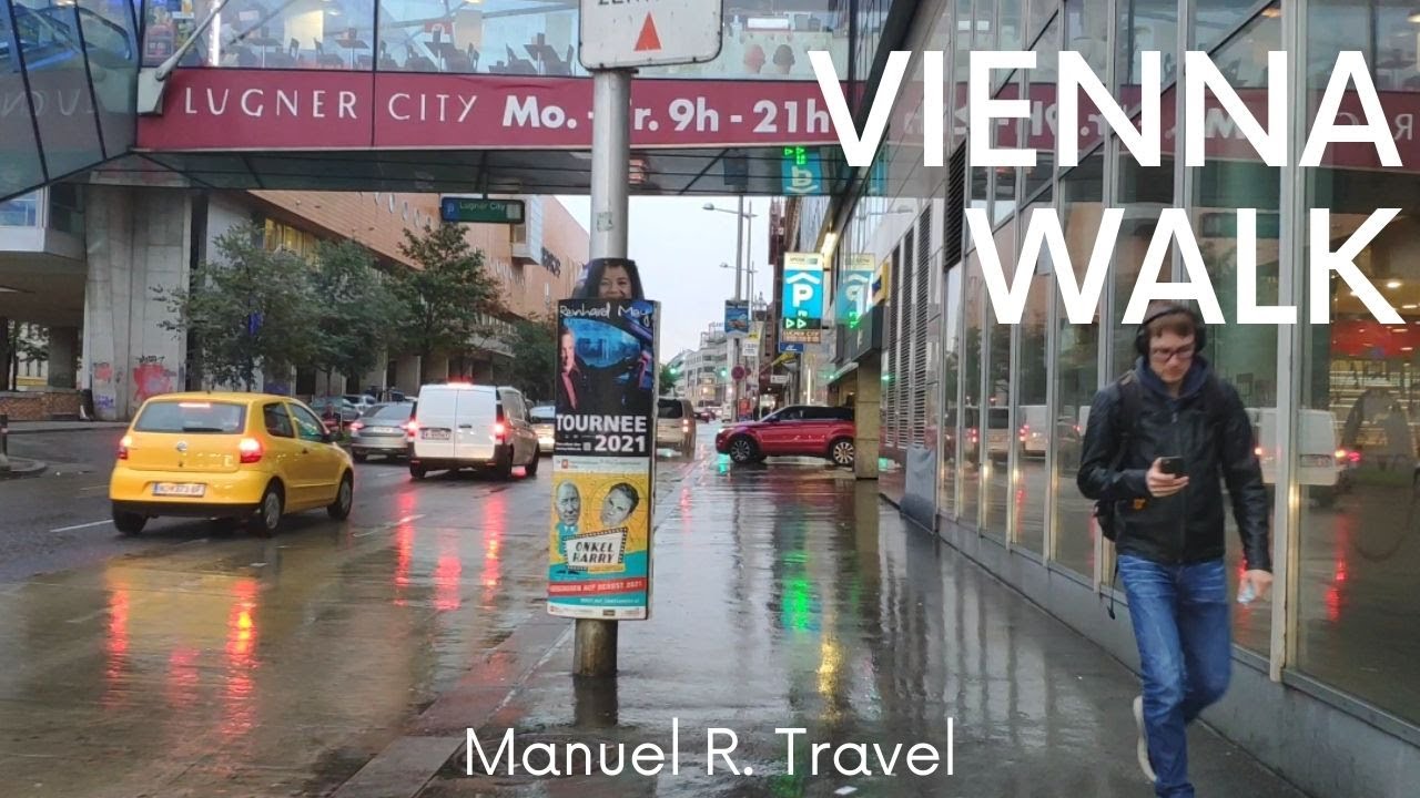 Walking in the Rain in Vienna, Austria - Rain Ambience and City Sounds along 
