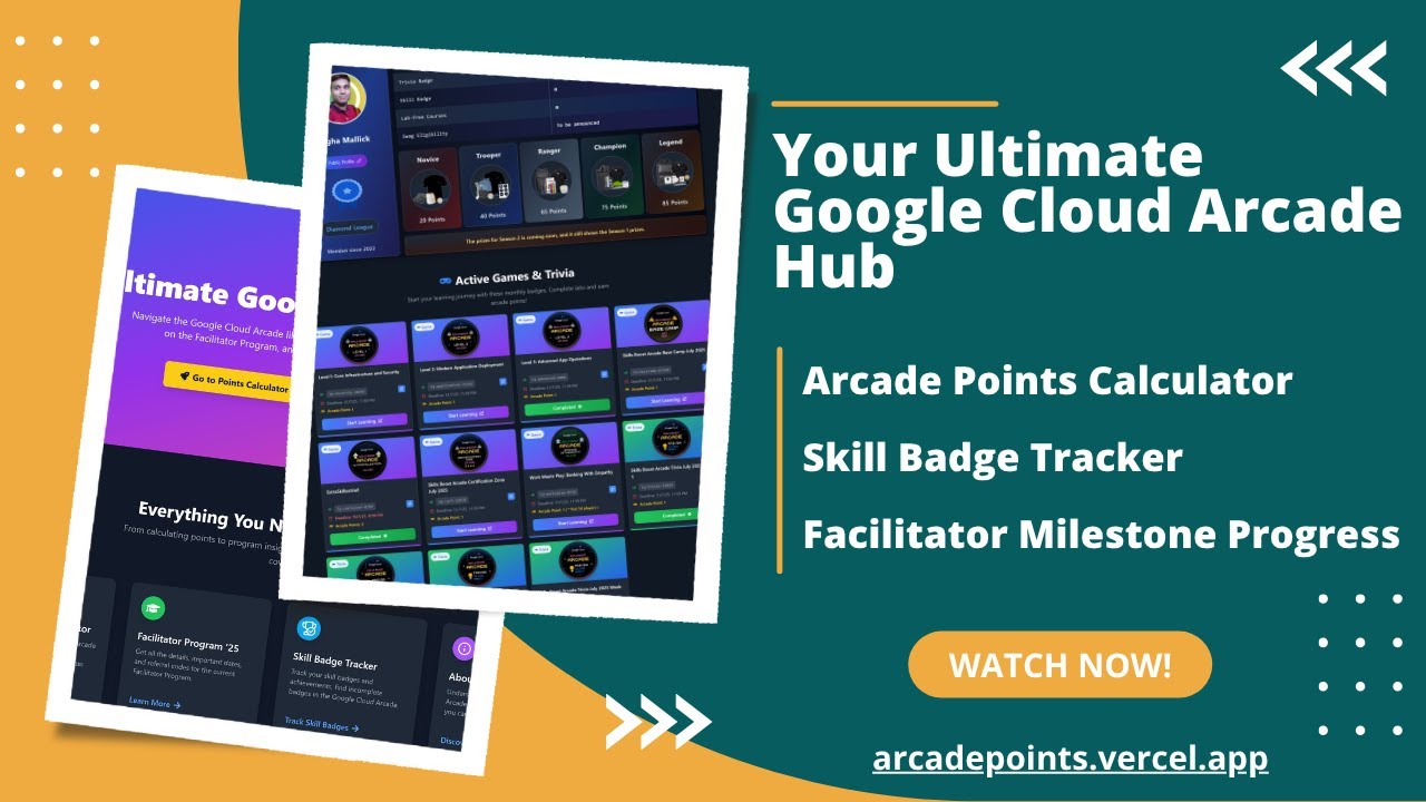 Introducing Your Ultimate Google Cloud Arcade Hub⚡Arcade Points Calculator || Track Your Progress ✅