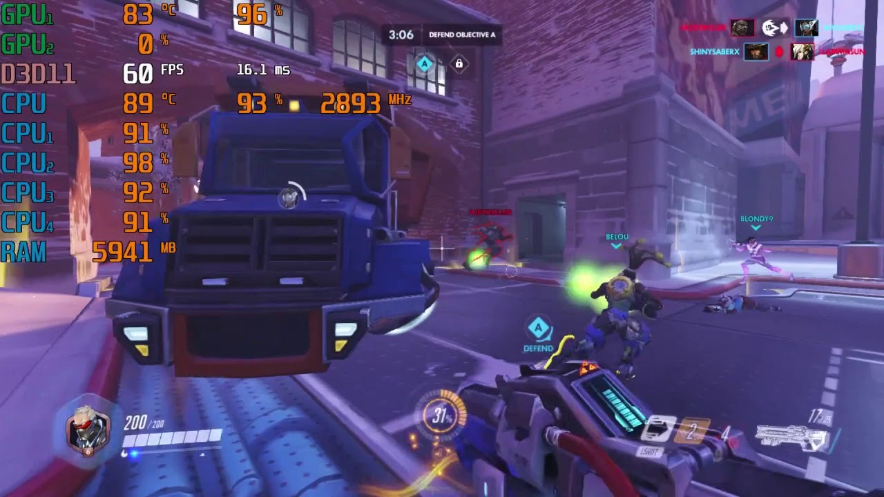 Intel Core i5-2450M \ GeForce GT 635M \ Overwatch \ low settings @720p (8GB RAM)