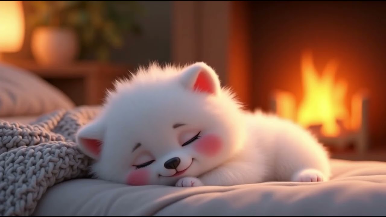 Baby Sleep Sounds 🐶 | Puppy by the Fireplace for Deep Sleep 5 Hours