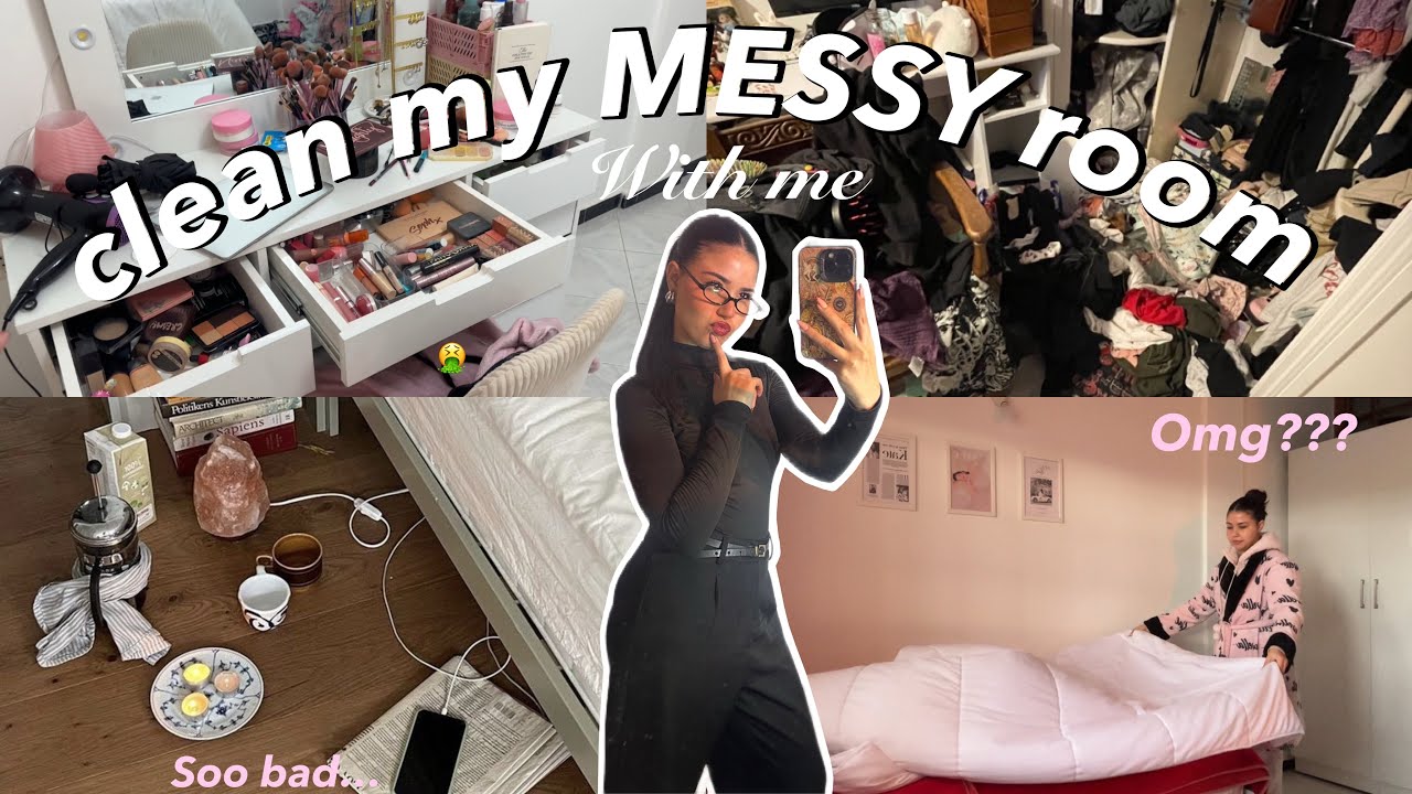 Cleaning my VERY MESSY room 🧹🫧 اجي تجمعو معيا بيتي 💗✨