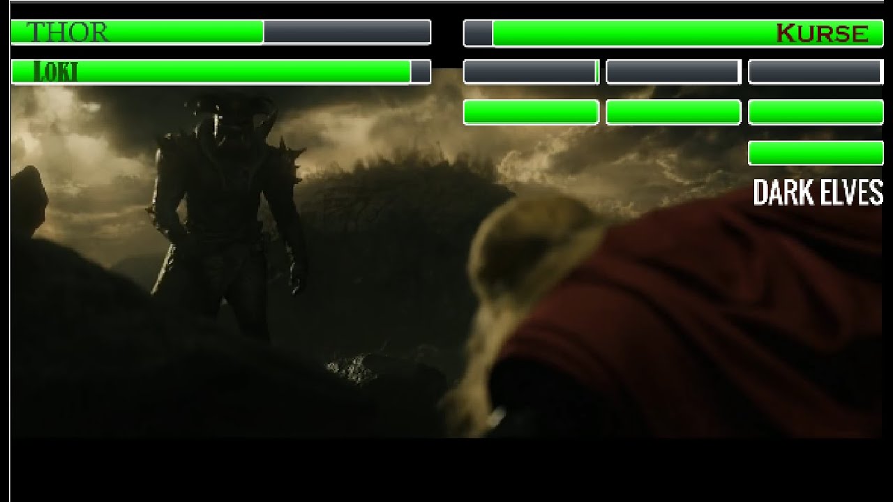 Thor and Loki Vs Kurse and Dark Elves With Healthbars