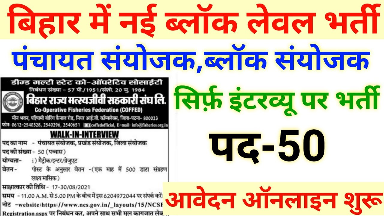 बिहार ब्लॉक लेवल भर्ती 2021||Bihar block level vacancy ||Bihar panchayat level job ||Bihar job