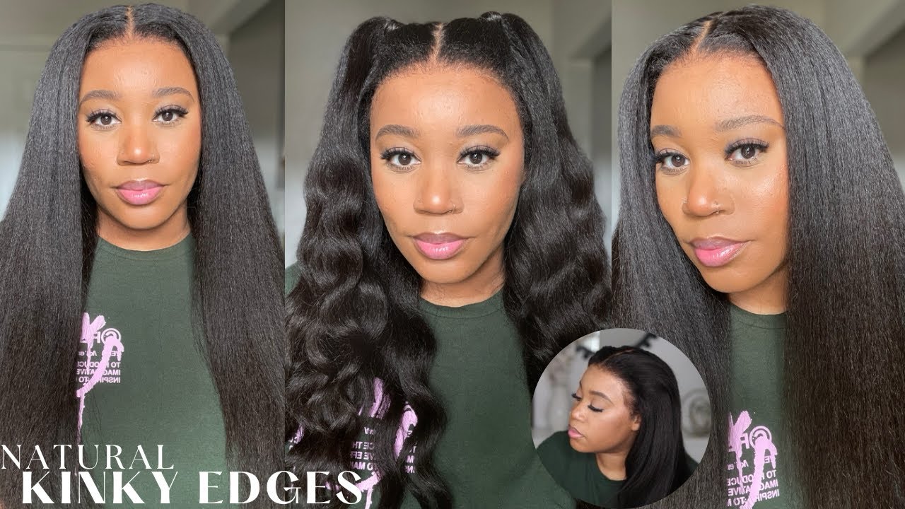 4C KINKY EDGES 😱 | SUPER NATURAL HAIRLINE, KINKY STRAIGHT HAIR | MYFIRSTWIG