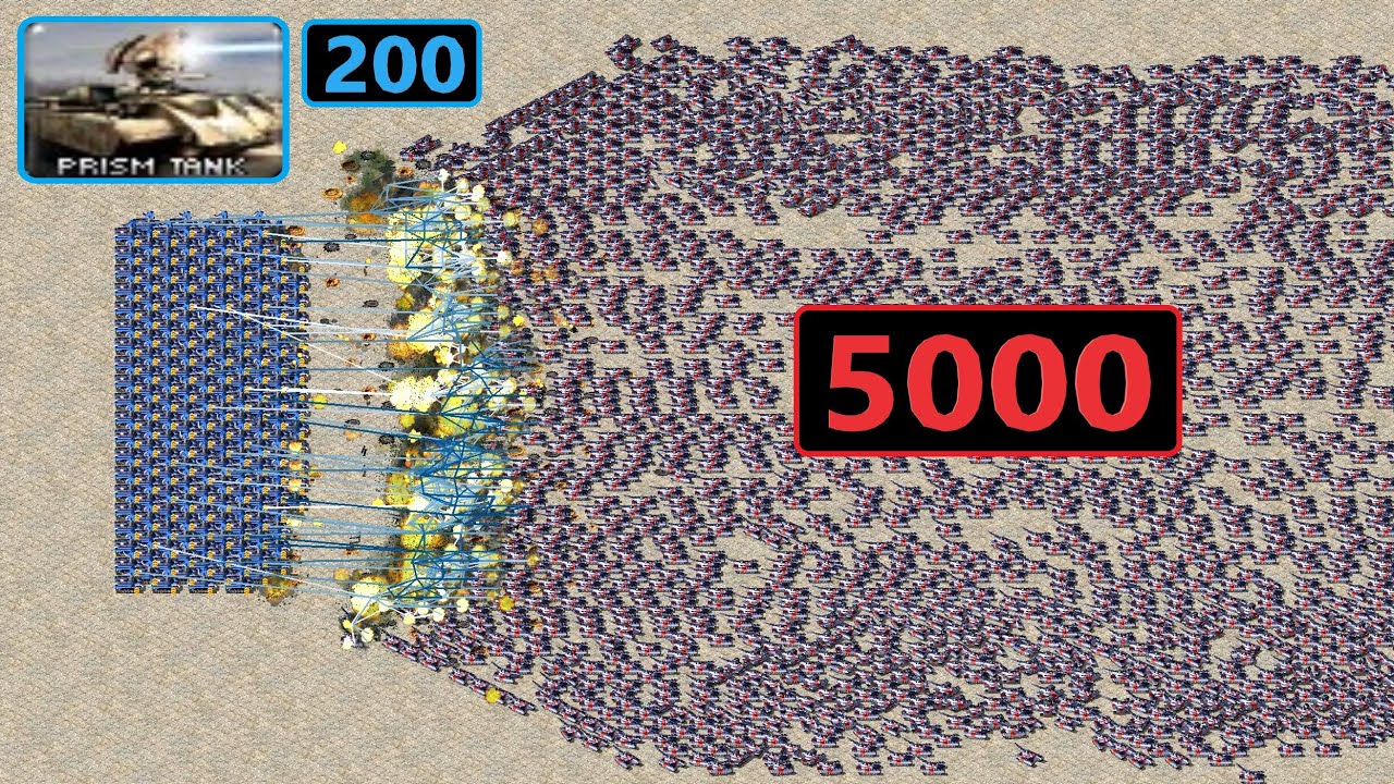 200 Prism Tanks vs 5000 Grizzly - Red Alert 2
