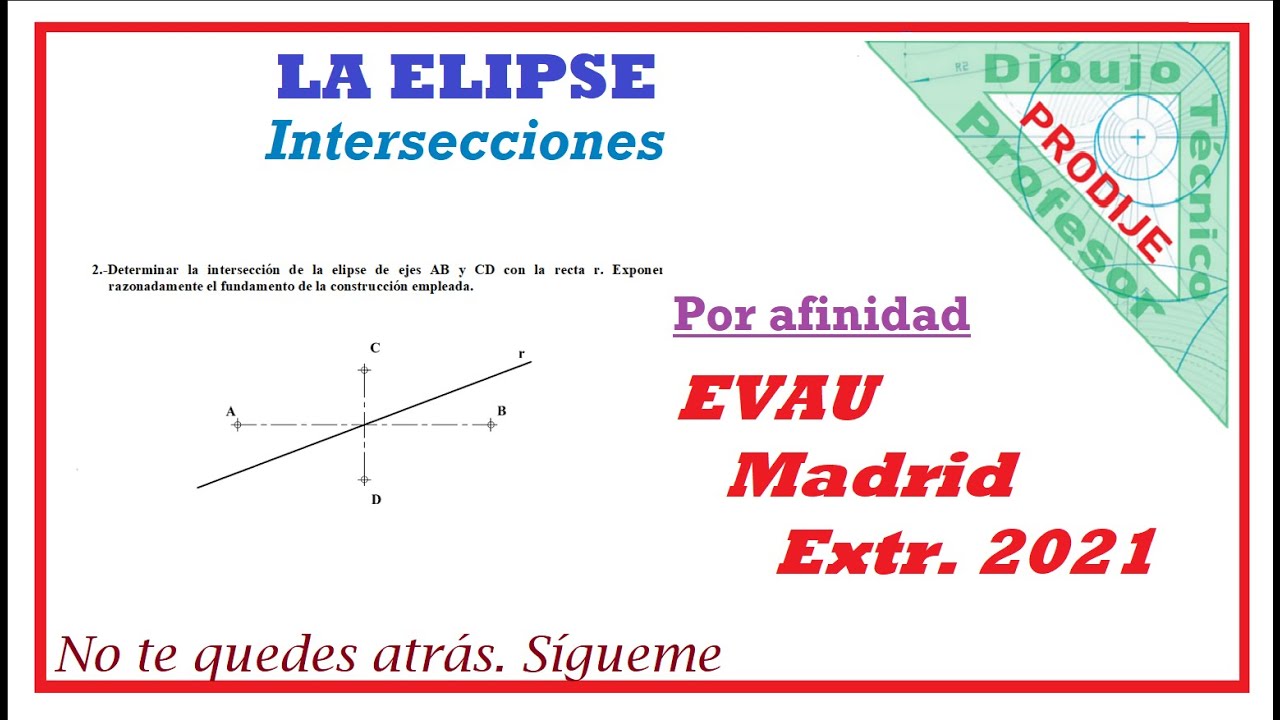 Elipse. Intersecciones   EVAU MADRID EXTR. 2021  2.- INTERSECCIÓN RECTA - ELIPSE  Por afinidad.