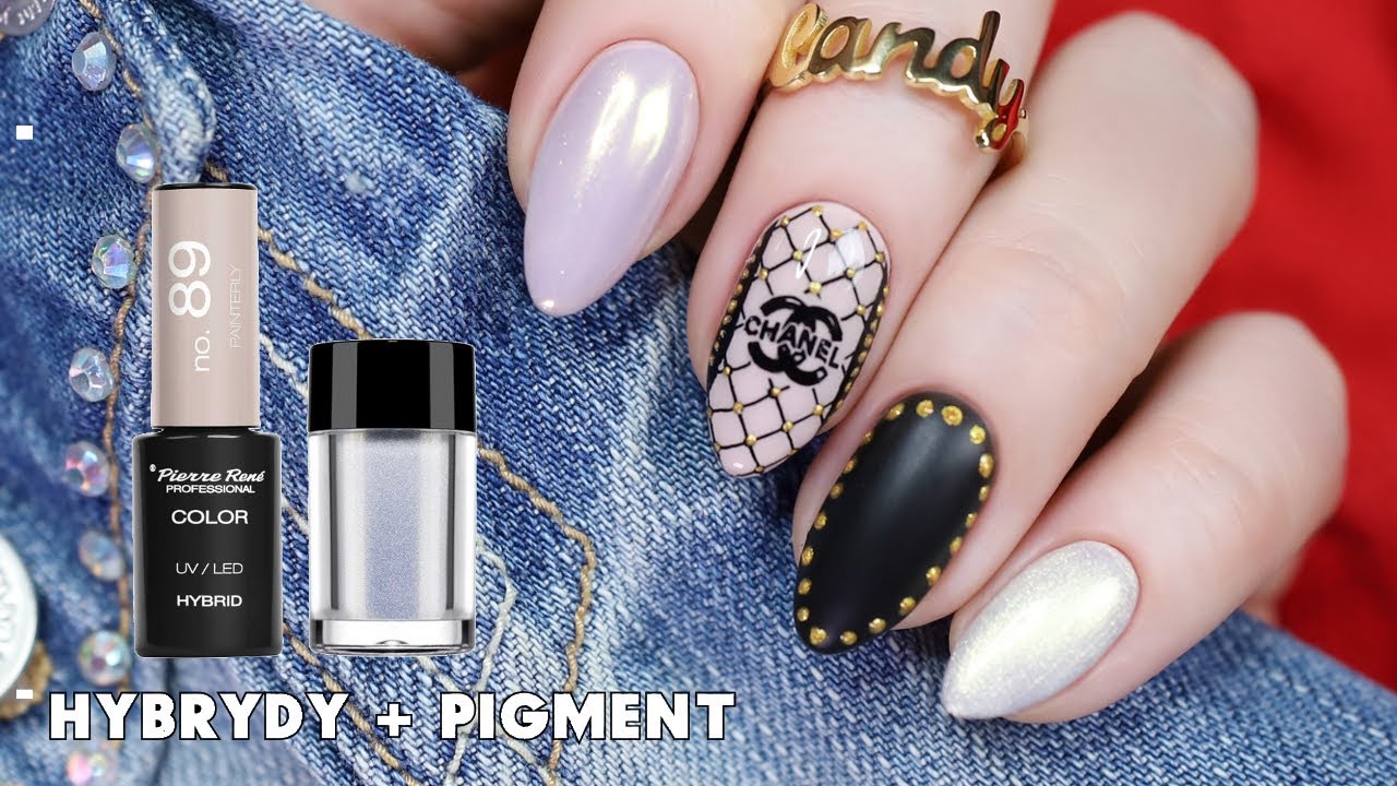 Paznokcie Chanel + hybrydy i pigment Pierre Rene * Candymona