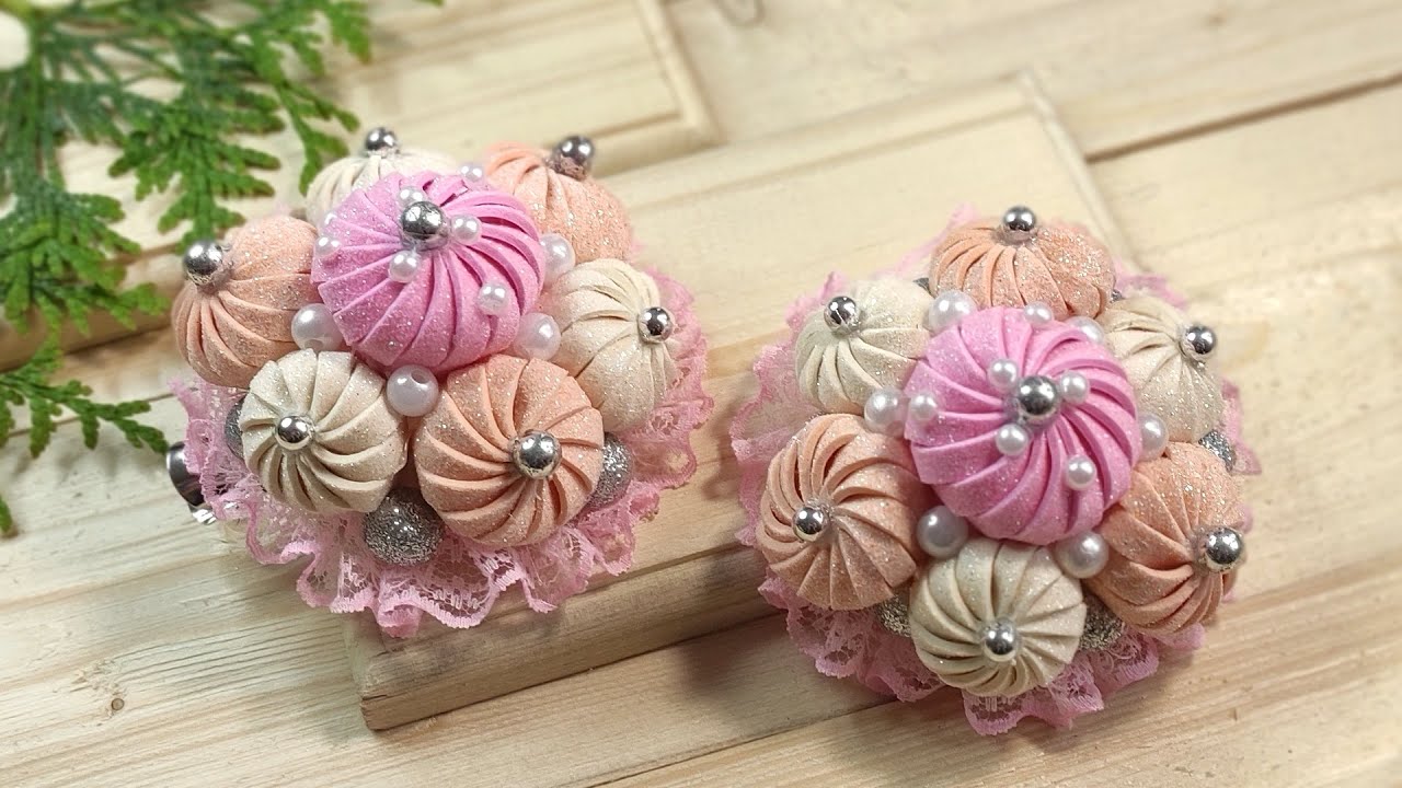 ЗЕФИРКИ  на резиночки из глиттерного фоамирана 🌼 DIY crafts eva foam flowers