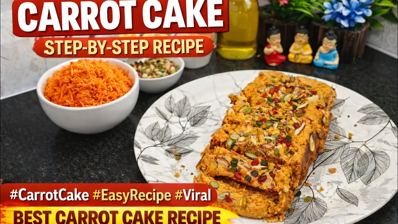 🥕🍰Soft&Fluffy Gajar Cake Recipe|Eggless Carrot Cake|No Oven Cake|Beginner Friendly Recipe