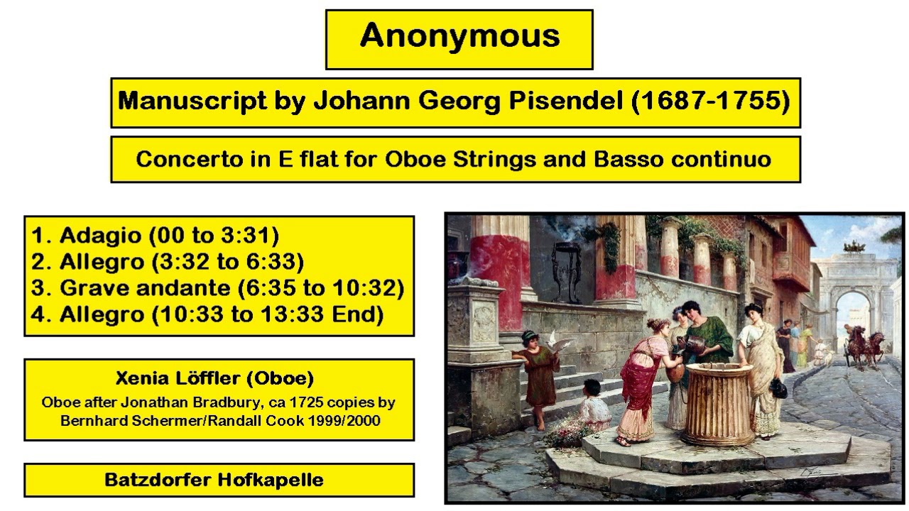 Anonymous - Manuscript by Johann Georg Pisendel (1687-1755) - Concerto in E flat for Oboe and B.C