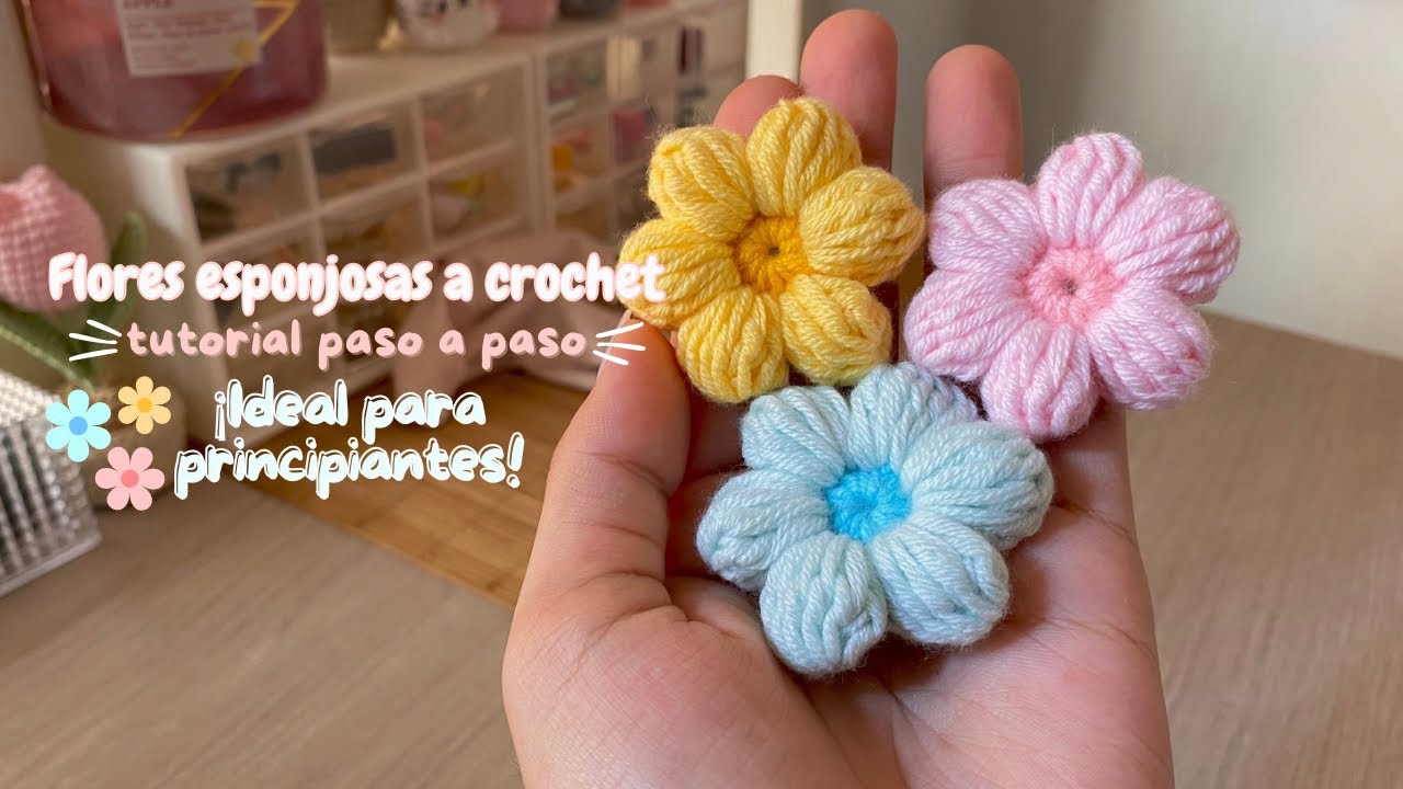 Las flores mas faciles de tejer 😱| tutorial f&aacute;cil paso a paso | crochet flowers  🌸🌼