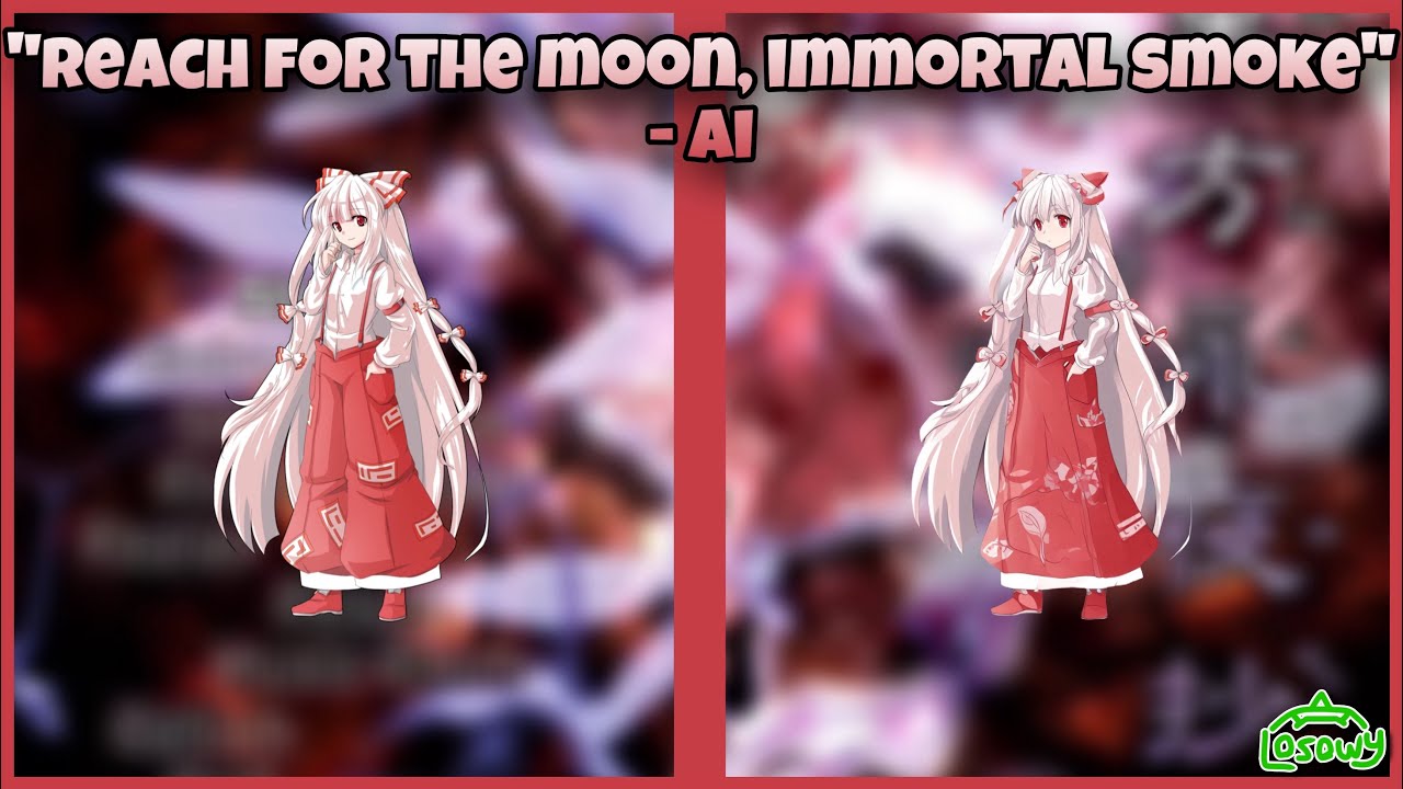 “Reach for the Moon, Immortal Smoke” except AI continues the song (touhou)