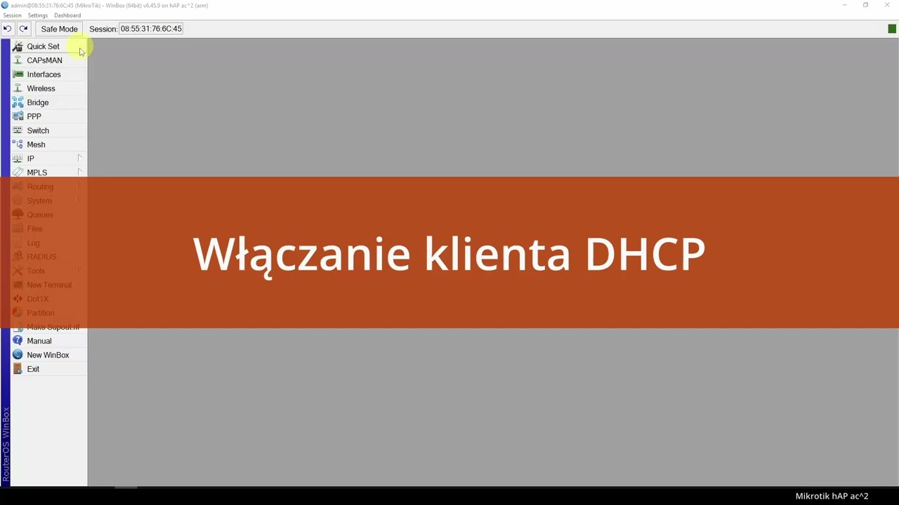 Mikrotik hAP ac^2 Włączanie klienta DHCP (automatyczne pobieranie konfiguracji IP)