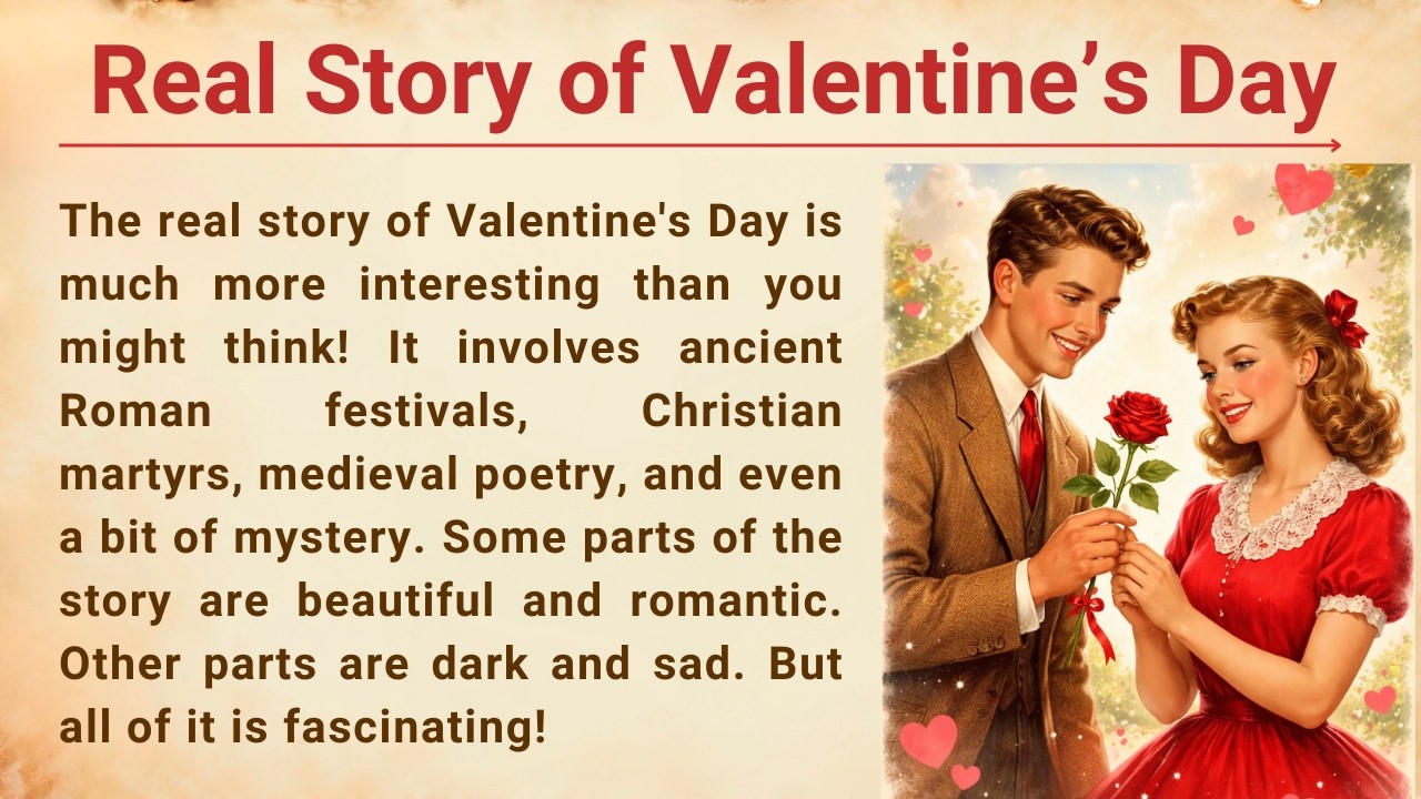Valentine’s Day (Full History Story) | English Reading & Listening Practice (Level 3)