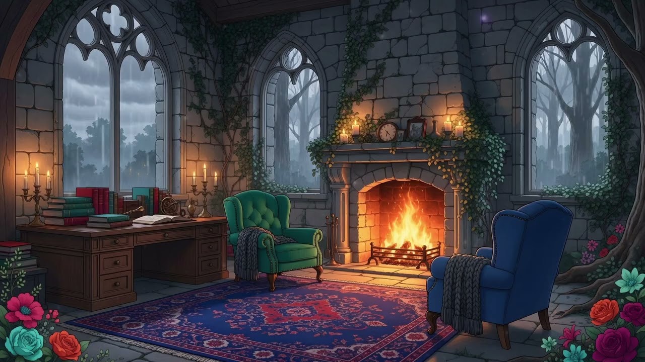 Rainy Day in the Hidden Forest Archive 🌿 Dark Academia Lofi to Read and Focus