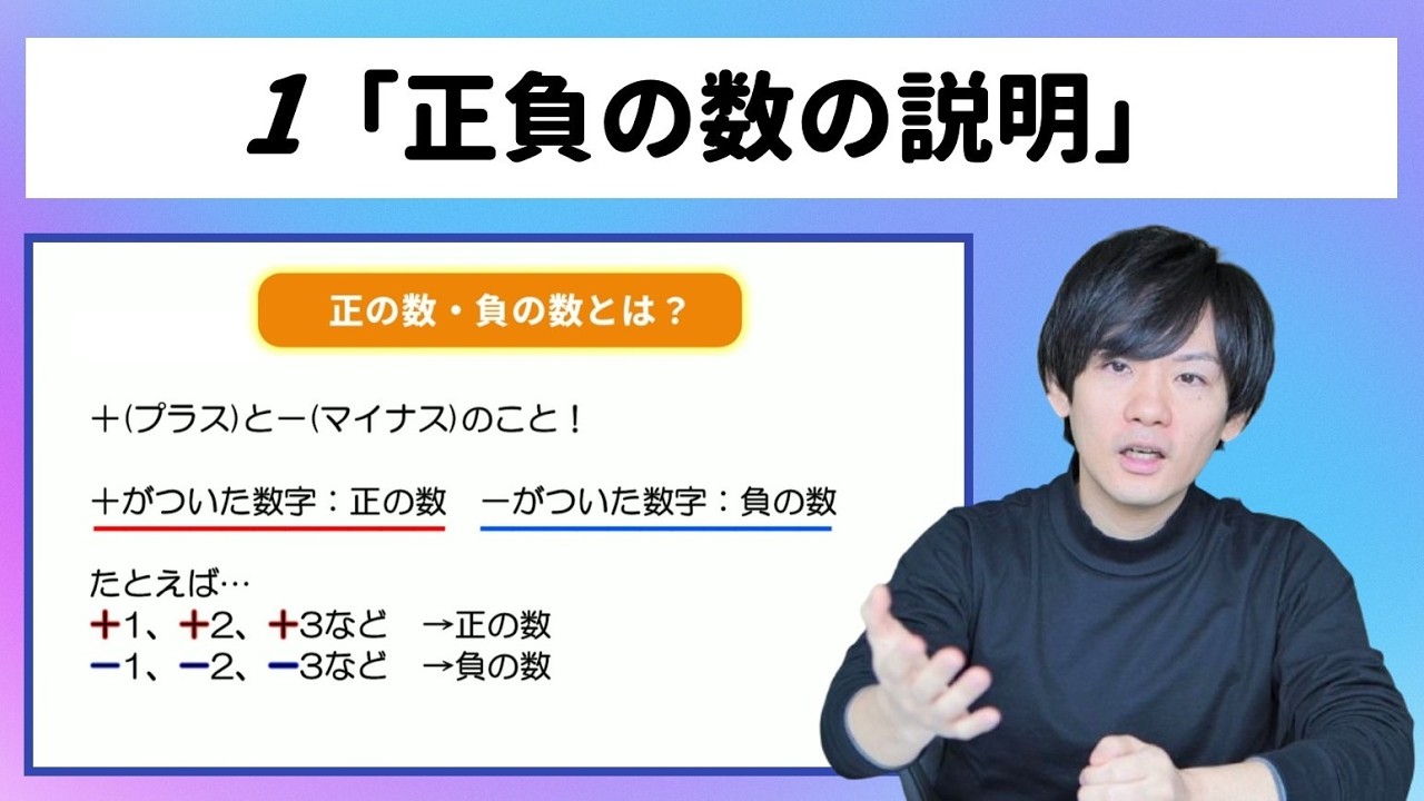 １.正負の数の説明【不登校でもわかる中１数学映像授業】数学のわからない・できないを解消！Try IT／スタディサプリ／東進