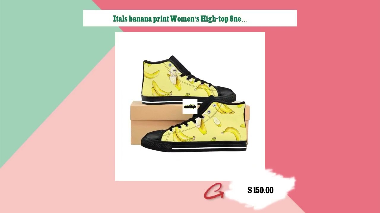 Itals banana print Women's High-top Sneakers RLW2048