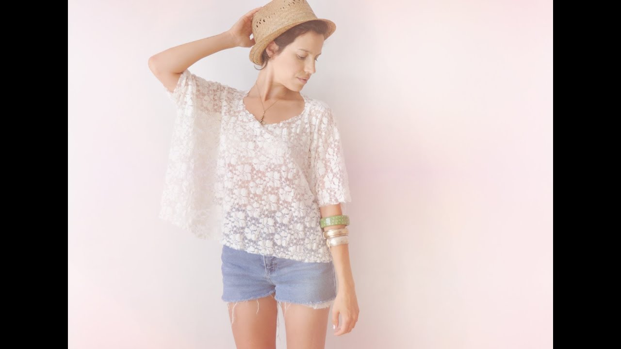 2 minutes lace box top DIY tee-shirt - FASHION DIY VIDEO TUTORIAL