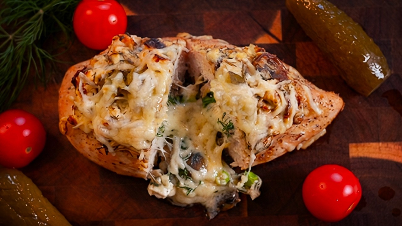 Juicy Chicken Breast Pockets with Creamy Feta & Mushrooms | Family Dinner Recipe