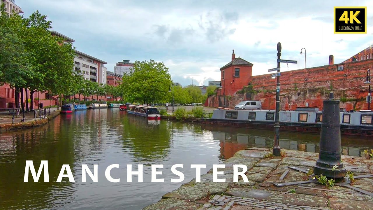 🇬🇧 Manchester walk -  Bridgewater Canal Path after rain a peaceful place in city centre