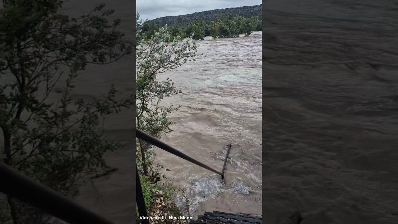 Flooding of Nueces River near Chalk Bluff in Uvalde
