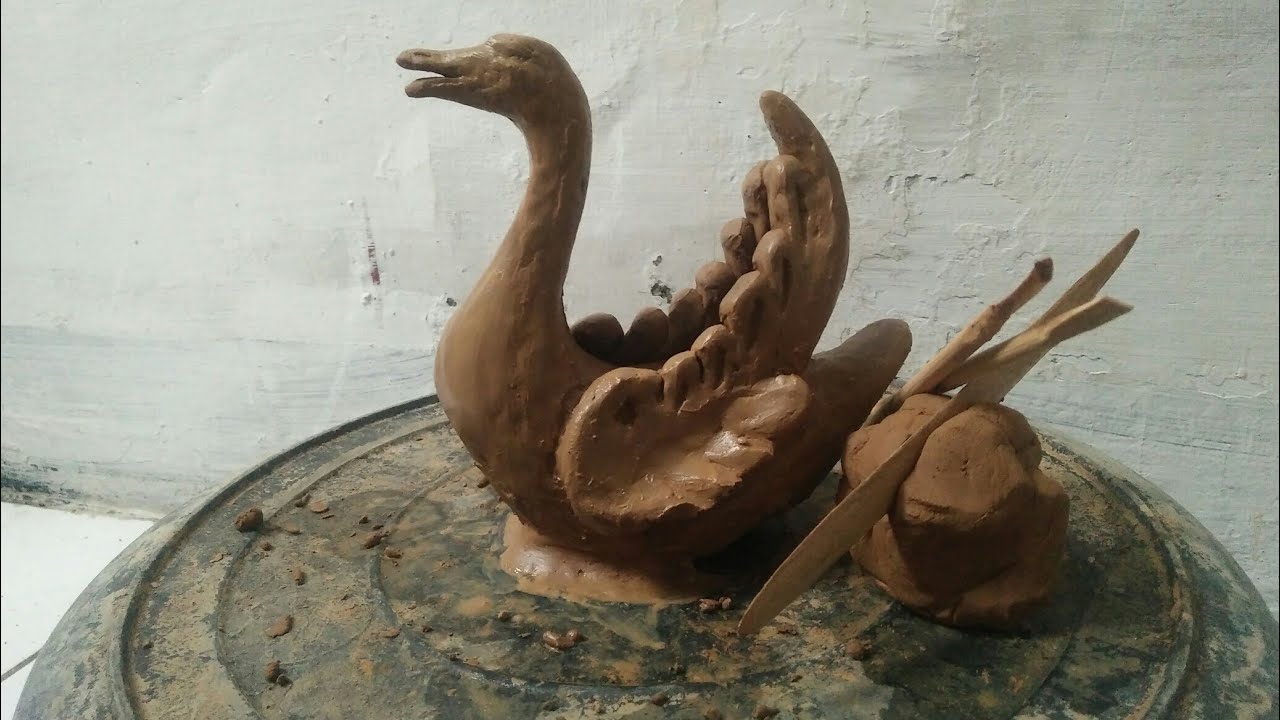 kerajinan tanah liat, membuat angsa, clay craft, sculpting