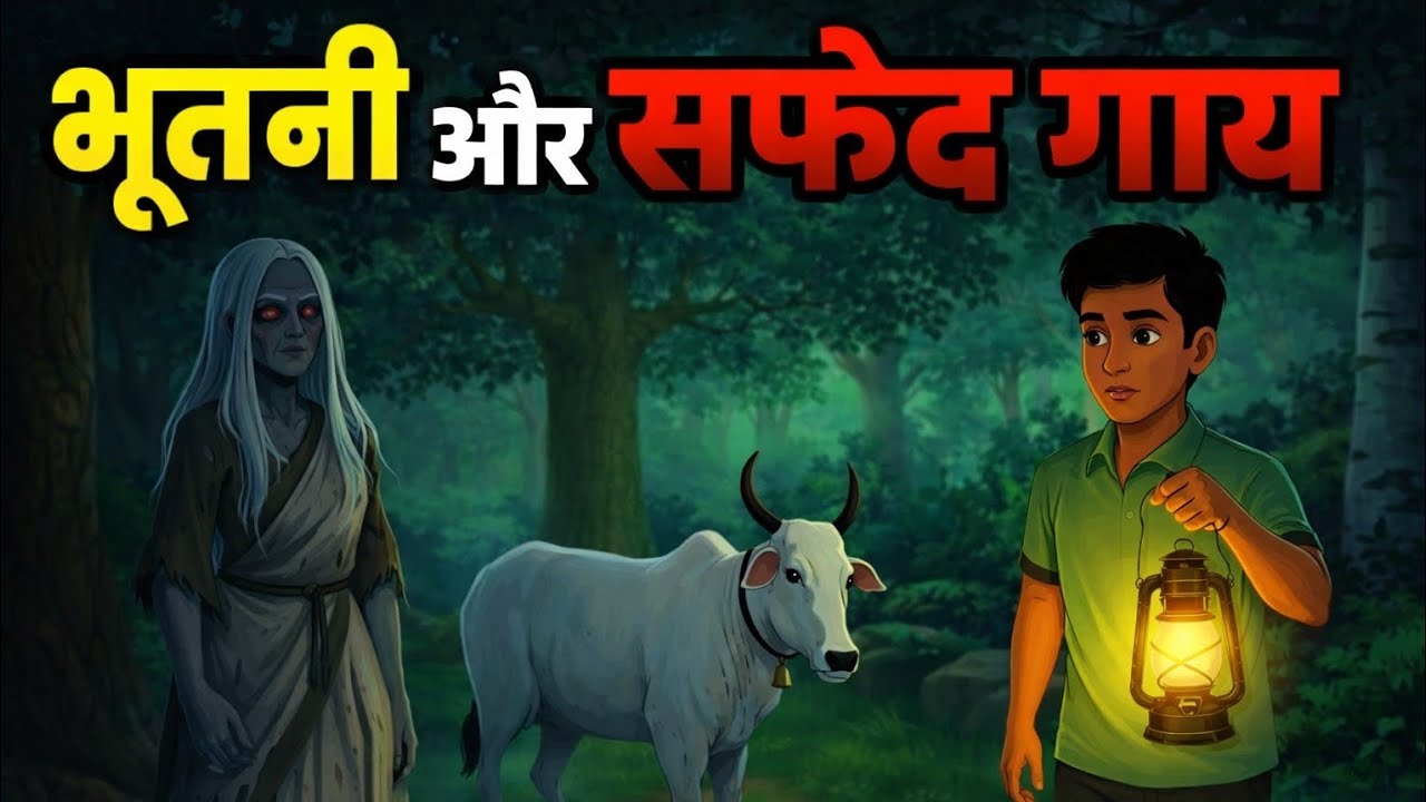 भूतनी और सफेद गाय.  Cartoon video.  hindi cartoon, moral story, chdai ki kahani