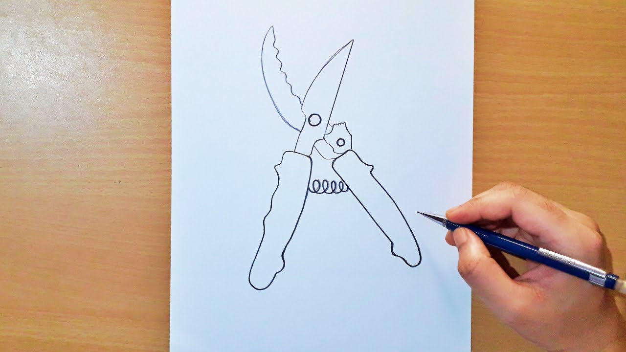 pruning shears drawing || how to draw pruning shear