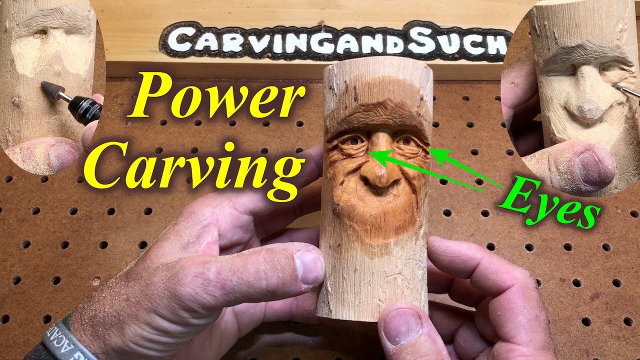 How to Power carve Eyes and Nose Wood Carving with Dremel-Kutzall
