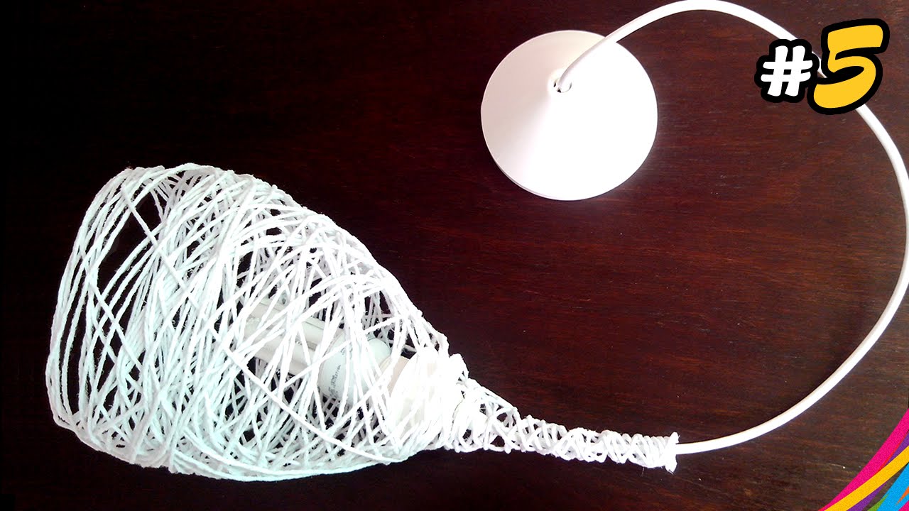 Luminaria de Barbante Gota / Twine Lampshade Drop / Lampara de Hilo Gota DIY #5