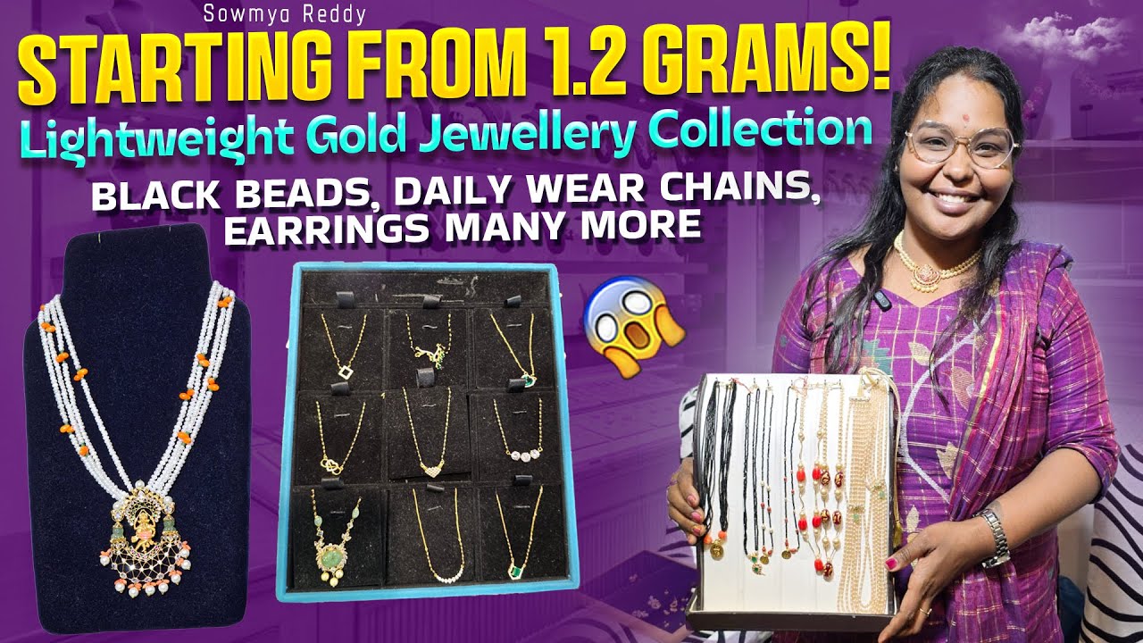 Starting from 1.2 Grams! Lightweight Gold Jewellery Collection | Black Beads & Daily Wear Chains