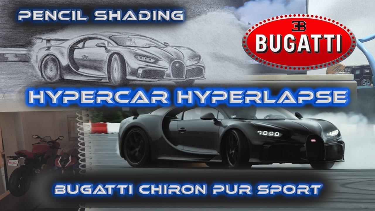 DRIFTING BUGATTI CHIRON PUR SPORT | PENCIL SHADING TIMELAPSE #bugatti #realtime #timelapse #youtube