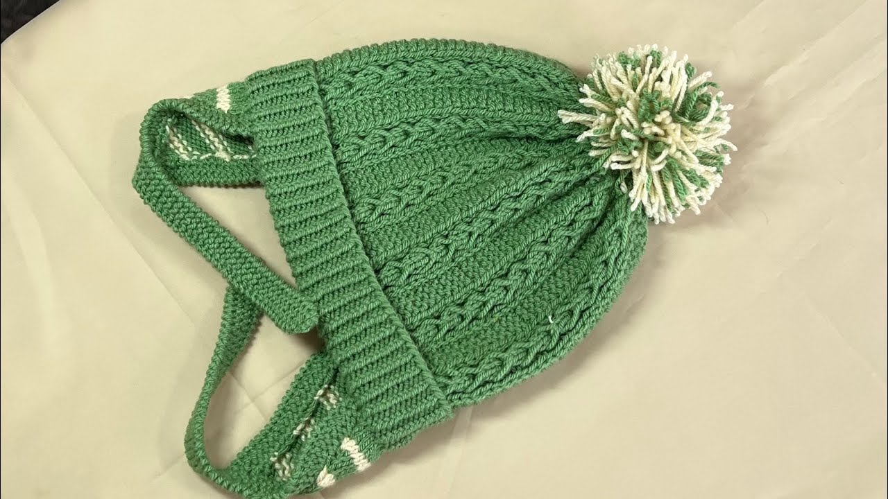 Hand Knitted Hat Topi with Earflaps For Age 4-5 Years Old