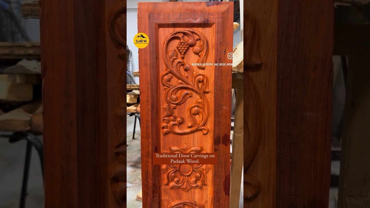 CNC Carving on Padauk Wood.  #woodworking #furniture #wood #cnc #carving #padauk #youtubeshorts