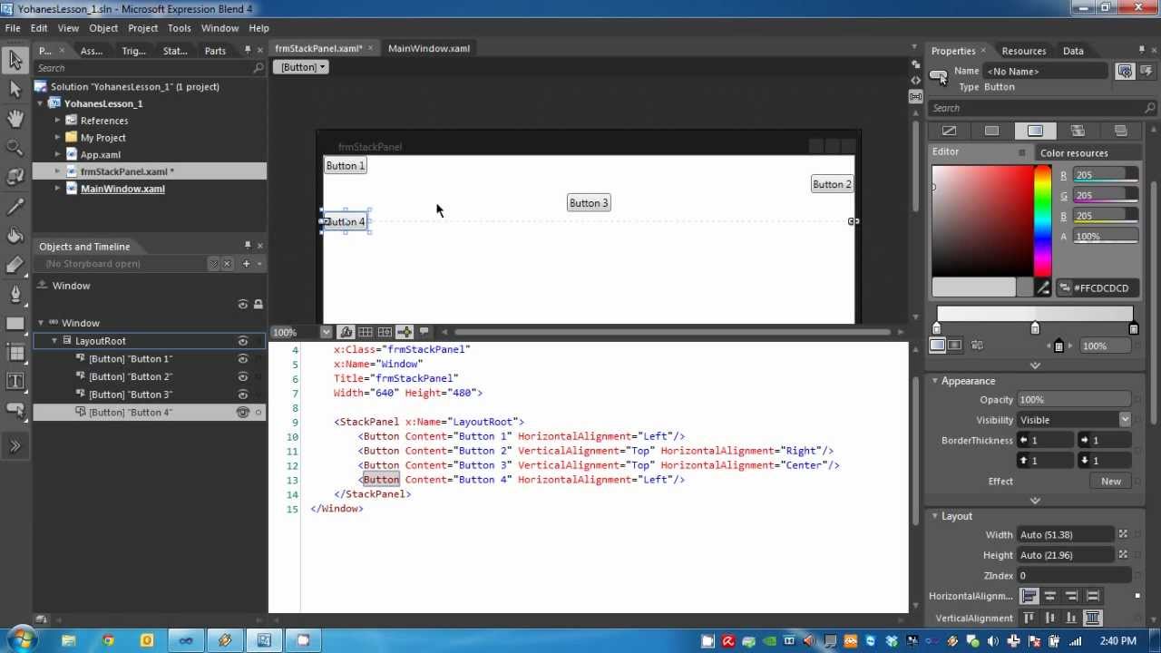 Yohanes Lesson 1 : WPF Stack Panel