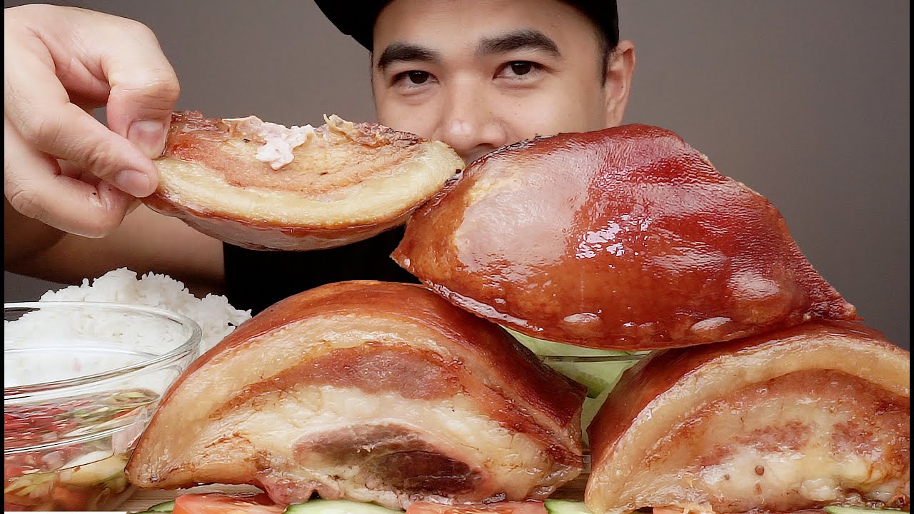 CRISPY PORK JOWL MUKBANG ASMR | SPICY VINEGAR DIP