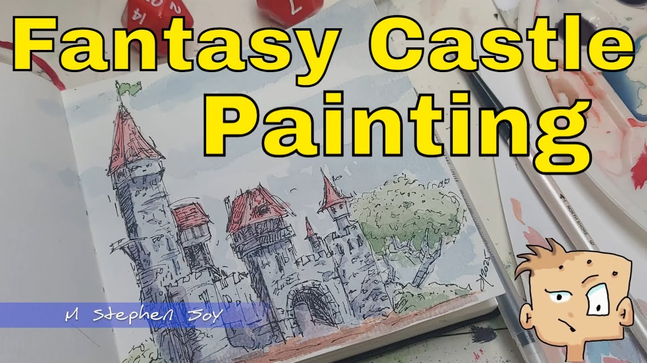 A Medieval Castle In Watercolor #watercolor #paintwithme