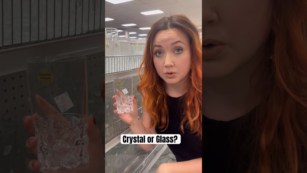 How to tell if it&rsquo;s Crystal or Glass? Ding Test 🛎️ #shorts #thrifting #thriftfinds #homehacks