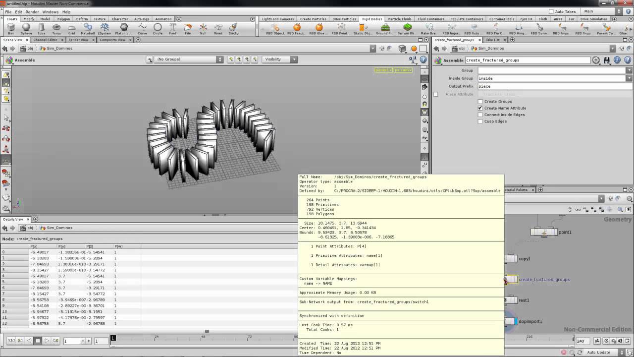 Houdini DOPs Domino Sim Video 001