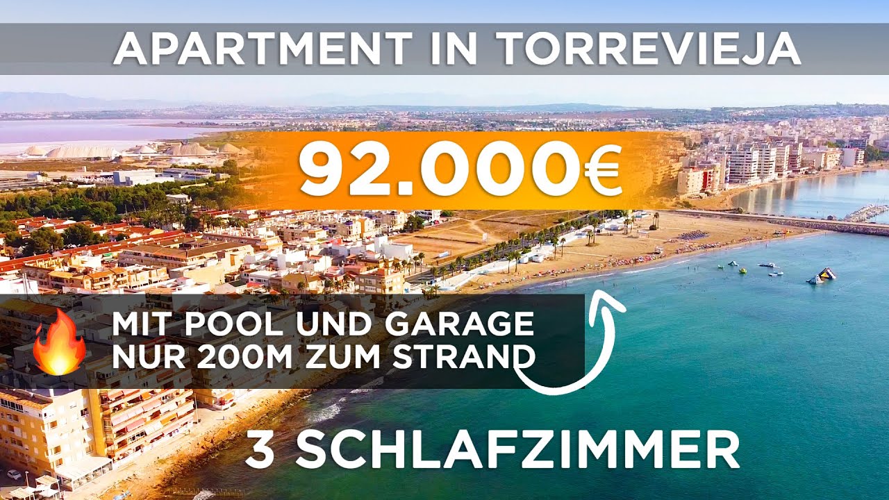 Apartment spanien am meer 🌴🦜 Apartment in Torrevieja mit seitlichem Meerblick, Pool und Garage