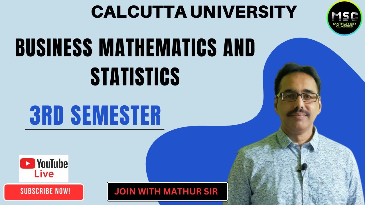 Business Mathematics & Statistics l Live Class l 3rd Semester l #mathursir