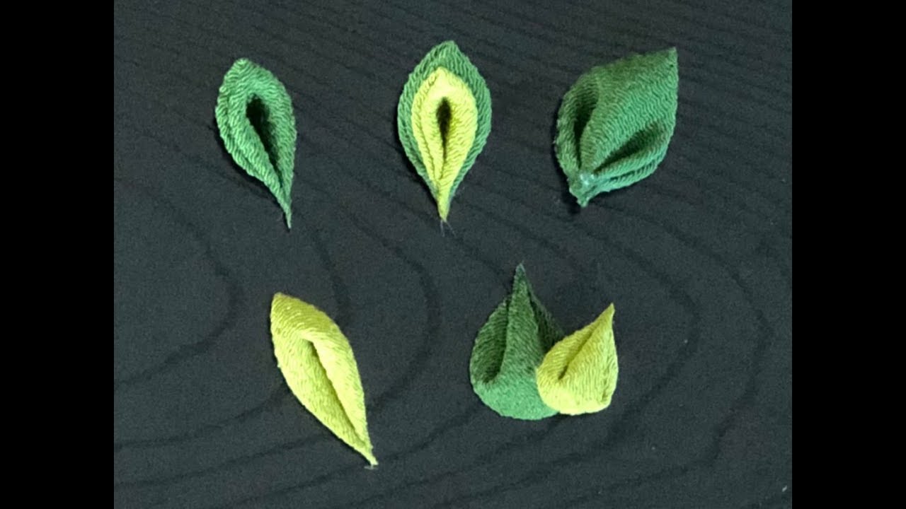 【つまみ細工の葉】kanzashi flower  leaf fabric flower DIY