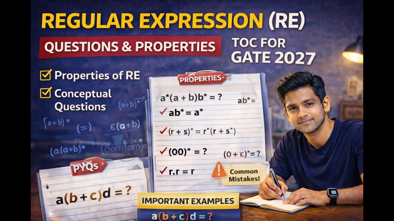 Regular Expression (RE) Questions & Properties | TOC for GATE 2027