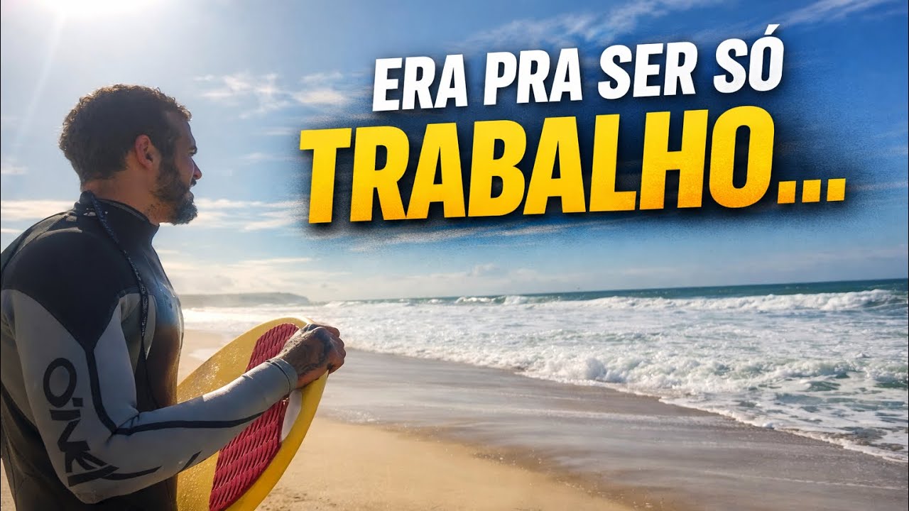Era pra ser só trabalho em Portugal… virou skimboard, ondas fortes e skate