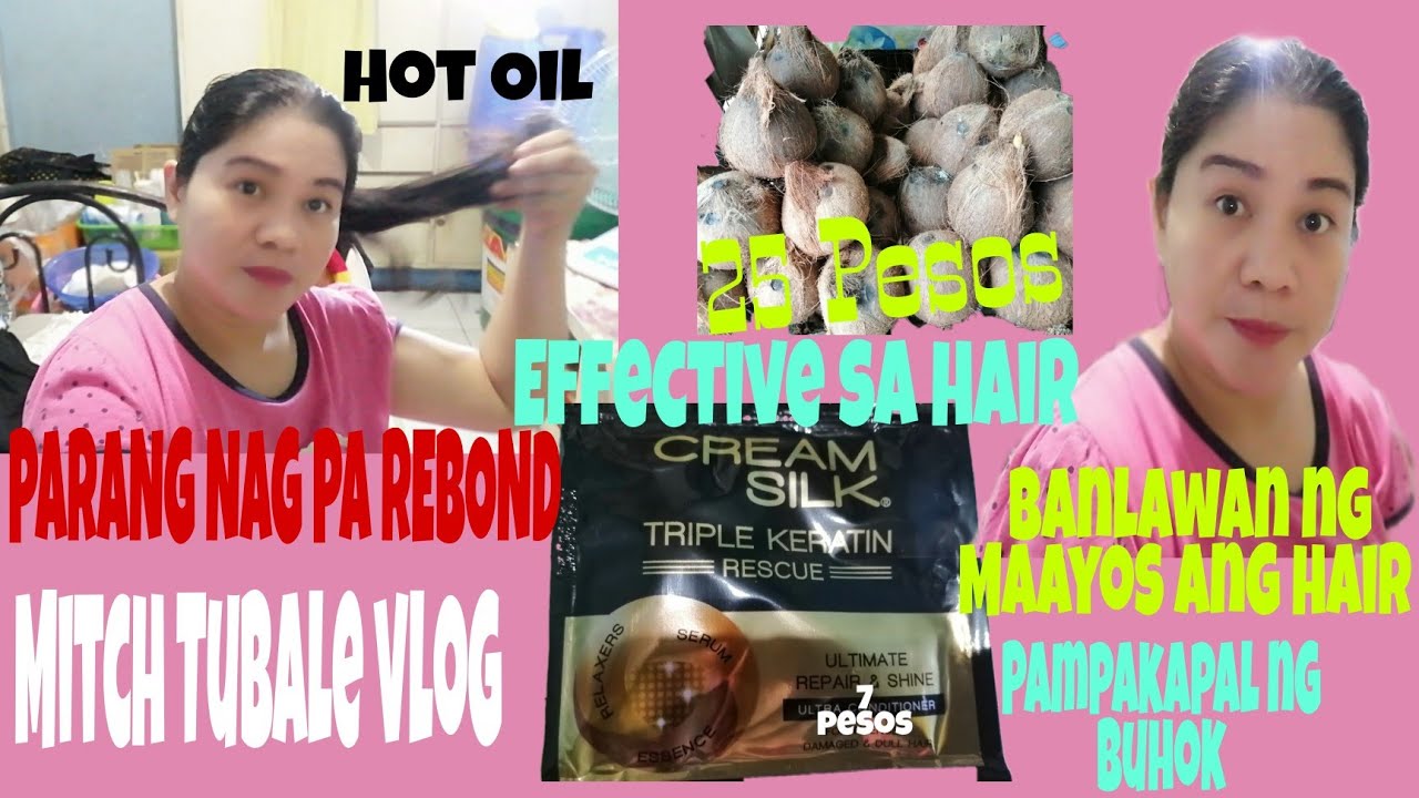 Treatment for shiny hair, Coconut Milk Creamsilk with Calamansi or Lime By Mitch Tubale Vlogs