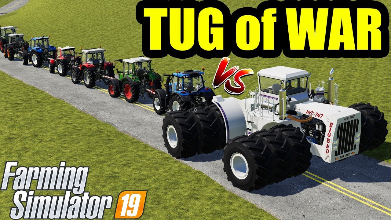 Farming Simulator 19 : TUG OF WAR !1! BIG BUD vs ALL MINI TRACTORS