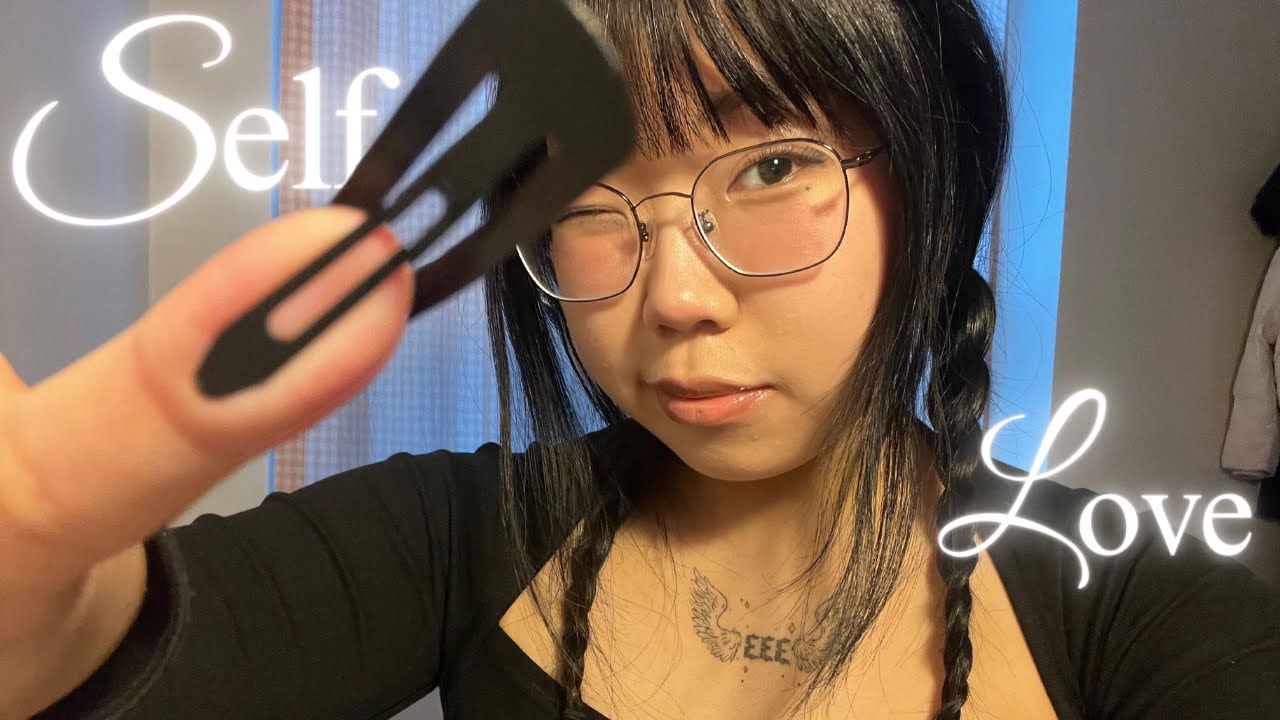 ASMR Tracing your face with a Hair Clip + Complimenting you❤️ (real camera touching)