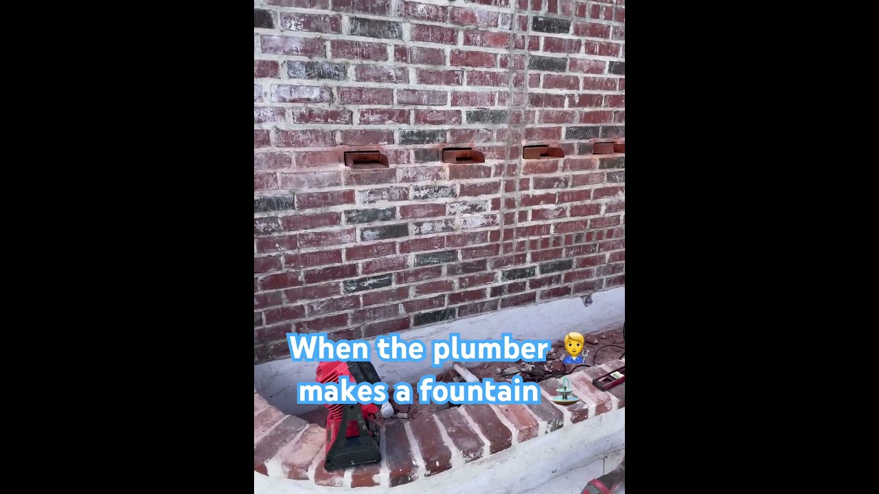 When the plumber makes a fountain! #work #fountain #milwaukee #masonrywork #brick #thebeatles