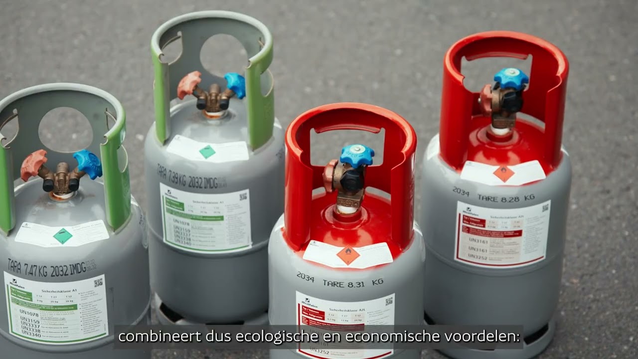 Herverwerking van gebruikte koelmiddelen met behulp van cilinders van de Westfalen-groep.