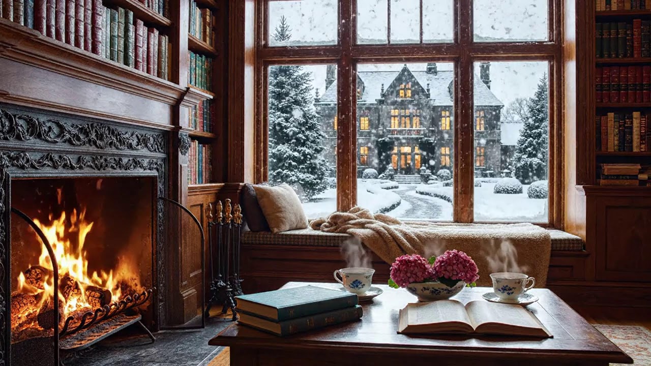 You’ll Stay Longer ❄️ Cozy Winter Piano Jazz LIVE with Fireplace Coffee Shop Ambience
